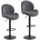 HOMCOM Set of 2 Swivel Bar Stools with Back, Adjustable Height and Footrest – Kitchen Island Stools, Grey