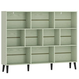 HOMCOM 10-Cube Bookcase with Solid Pine Legs & Anti-Tip Kit – 140 cm Nordic Bookshelf, Light Green