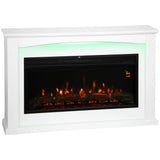 HOMCOM 2000W Electric Fireplace with Faux Flame, Thermostat and Remote – 5118 BTU Heater, White