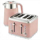 HOMCOM 3000W 1.7L Stainless Steel Kettle and 4 Slice Toaster Set with UK Strix Thermostat – Fast Boil, Pink