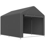 Outsunny 6.6 x 7.8ft Portable Storage Shed with Roll-Up Zipper Door – Waterproof Bike Tent, Dark Grey