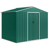 Outsunny 8 x 6ft Galvanised Steel Garden Shed with Sliding Double Doors – Green