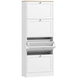 HOMCOM Slim 4-Drawer Shoe Cabinet with Adjustable Shelves – Holds 24 Pairs, White