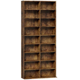 HOMCOM CD Storage Tower for 640 CDs or 360 DVDs with 14 Adjustable Shelves – Tall Narrow Media Rack, Rustic Brown