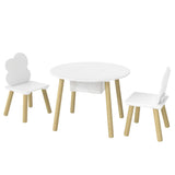 AIYAPLAY Kids Table and Chairs Set with Storage Bag – 3-Piece Cloud Design Toddler Playroom Set, White