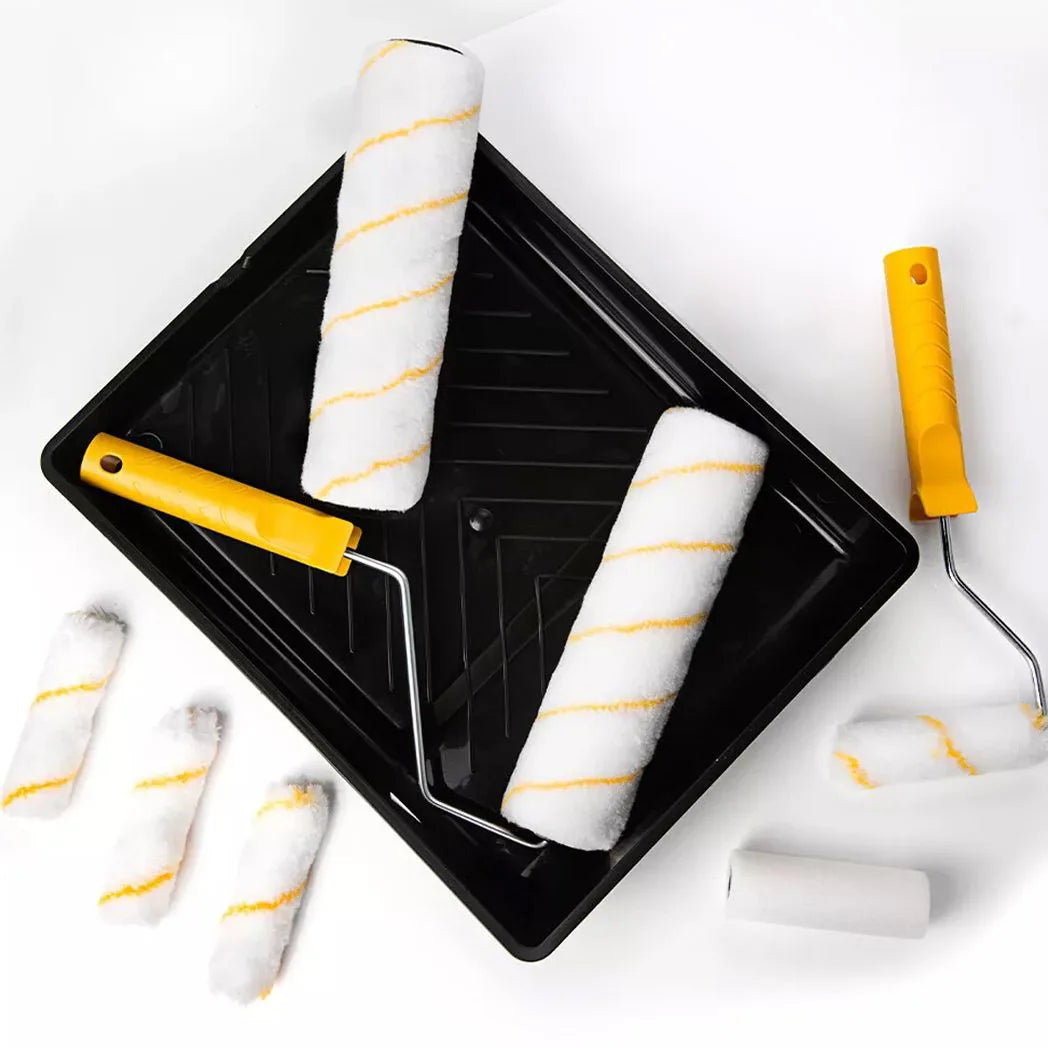 11-Piece Paint Roller Set with Extendable Pole – Roller Frames, Sleeves, Paint Tray for Walls & Ceilings
