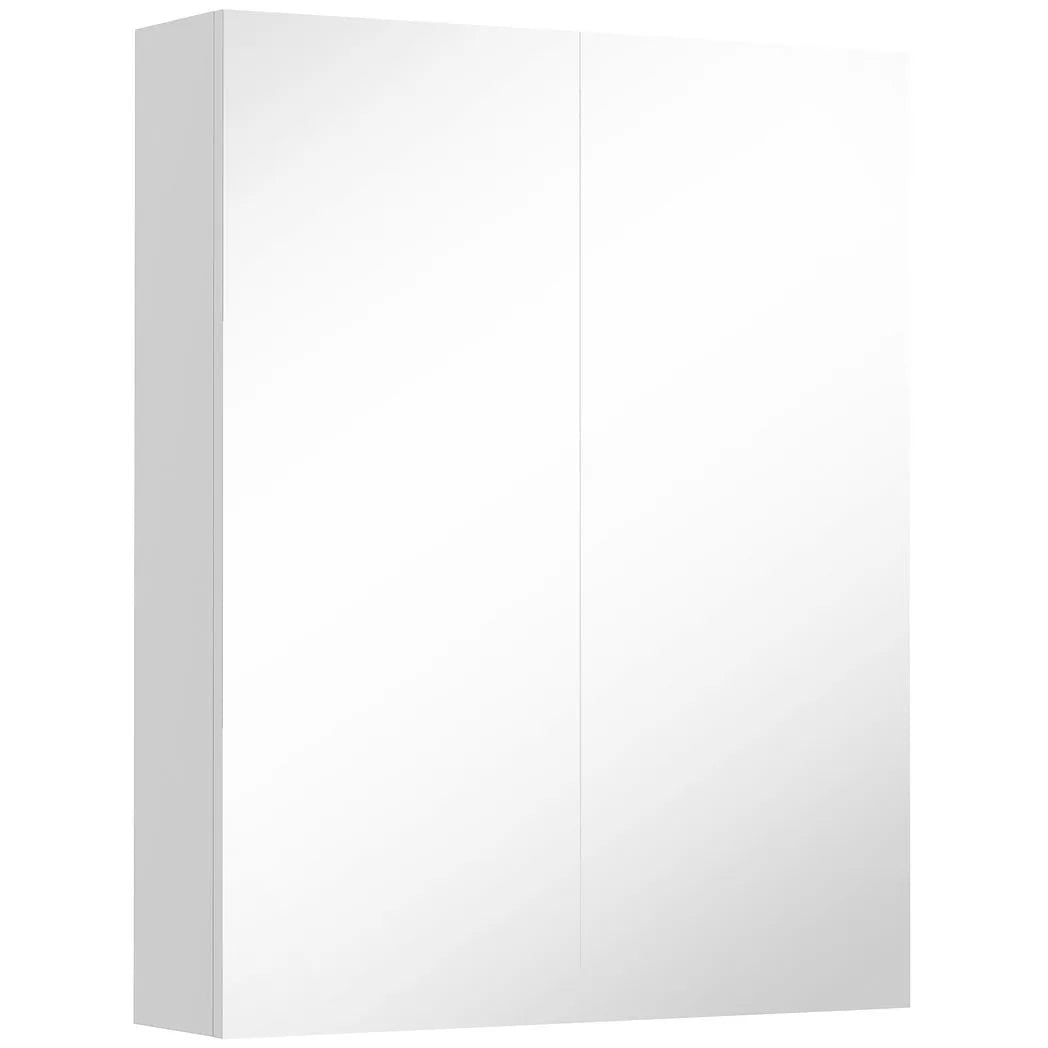 HOMCOM Wall-Mounted Bathroom Mirror Cabinet with Dual Mirrored Doors, Soft-Close Hinges and Adjustable Shelf, White