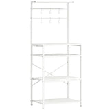 HOMCOM Freestanding Industrial Shelving Unit with Wine Rack and 6 Hooks – Home Office Storage, White