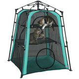PawHut 3-Tier Portable Cat Tent with Multiple Doors, Carry Bag and Breathable Mesh – Indoor and Outdoor Cat House