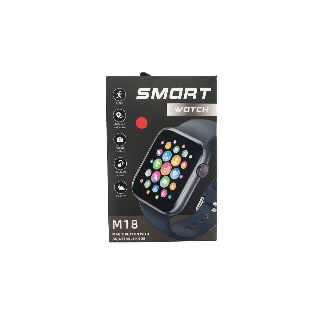M18 Smart Watch with Side Button, Bluetooth, Heart Rate & Sleep Monitor – IP67 Waterproof, Red Silicone Strap