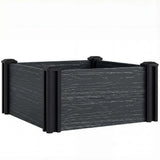 Outsunny Vinyl Raised Garden Bed Kit with Slotting Legs and Open Bottom – Modular 2 x 2 x 1ft Planter, Dark Grey