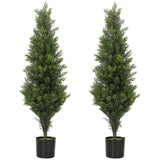 HOMCOM Set of 2 Artificial Cypress Topiary Trees in Weighted Pots, 90 cm, 564 Leaves