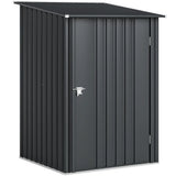 Outsunny 3.3 x 3.4ft Lean-To Galvanised Steel Garden Shed with Lockable Door, Dark Grey