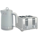 HOMCOM Textured Kettle and 4-Slice Toaster Set, 1.7L 3000W Rapid Boil Kettle – Kitchen Set, Grey