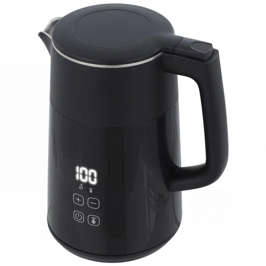 HOMCOM 1.7L Electric Kettle, 3kW Fast Boil with Strix Thermostat, LED Display and Keep Warm – Black