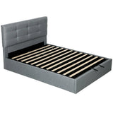 HOMCOM 5ft King Size Ottoman Bed with Gas Lift Storage and Tufted Headboard – Bedroom Frame, Grey