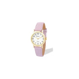 Ravel Ladies Gold-Tone Watch with White Dial and Purple Faux Leather Strap, Small Case