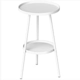 Outsunny Two-Tier Metal Garden Table with Tray-Style Tops – Compact Bistro and Balcony Side Table, White