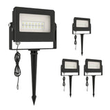 Outsunny 32W RGB LED Garden Floodlights, 4-Pack – Linkable Spotlights with Remote and Timer, IP65, UK Plug, Black