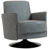 HOMCOM Upholstered 360° Swivel Accent Chair with Thick Padding and Pocket Springs – PU Leather Armchair, Grey