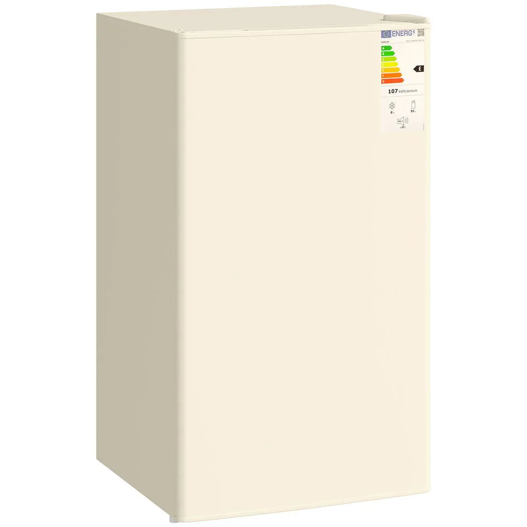 HOMCOM 91L Under Counter Fridge with 10L Chiller Box and Reversible Door – Compact Mini Fridge, Beige