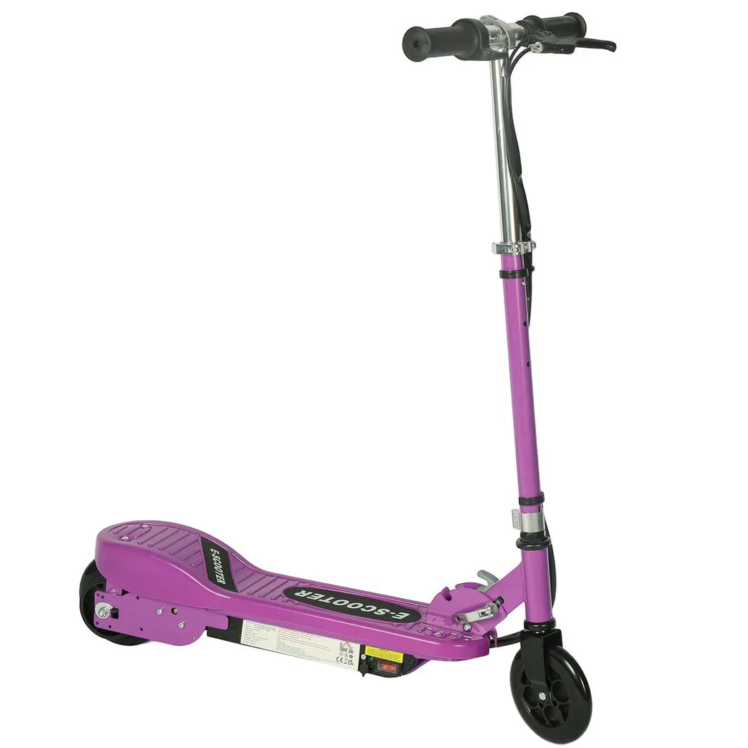 HOMCOM Foldable Electric Kids Scooter with Dual 12V Batteries, Adjustable Handlebar – Ride-On for Ages 7-14, Purple