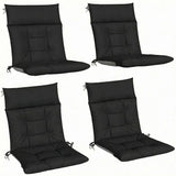 Outsunny Set of 4 Waterproof Non-Slip Patio Chair Cushions with Headrest, 112 x 53 cm, Black
