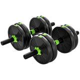 SPORTNOW 15kg 3-in-1 Adjustable Dumbbell & Barbell Set with EZ Curl Bar & Connecting Rod – Home Gym Weights, Green