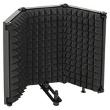HOMCOM Studio Microphone Isolation Shield with 3 Foldable Foam Panels & 3/8" Mount – Home Recording, Black