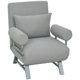HOMCOM 3-in-1 Single Sofa Bed, Convertible Folding Chair Bed with Adjustable Backrest – Light Grey