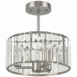 HOMCOM Semi Flush Modern Crystal Chandelier Ceiling Light with E14 Base – Silver Tone