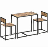 HOMCOM 3-Piece Table and Stool Set with Steel Frame – Space-Saving Dining Set for 2, Rustic Brown