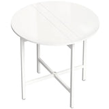 HOMCOM Round Drop Leaf Dining Table – 80cm Folding Kitchen Table for Small Spaces with Steel Frame, White