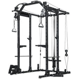 SPORTNOW Cable Crossover Machine with Lat Pull-Down, Pull-Up Station & Barbell Rack – Home Multi Gym