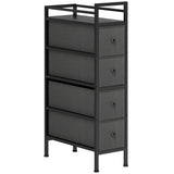 HOMCOM 4 Drawer Slim Fabric Chest of Drawers with Steel Frame – Narrow 20 cm Storage Cabinet for Small Spaces, Black