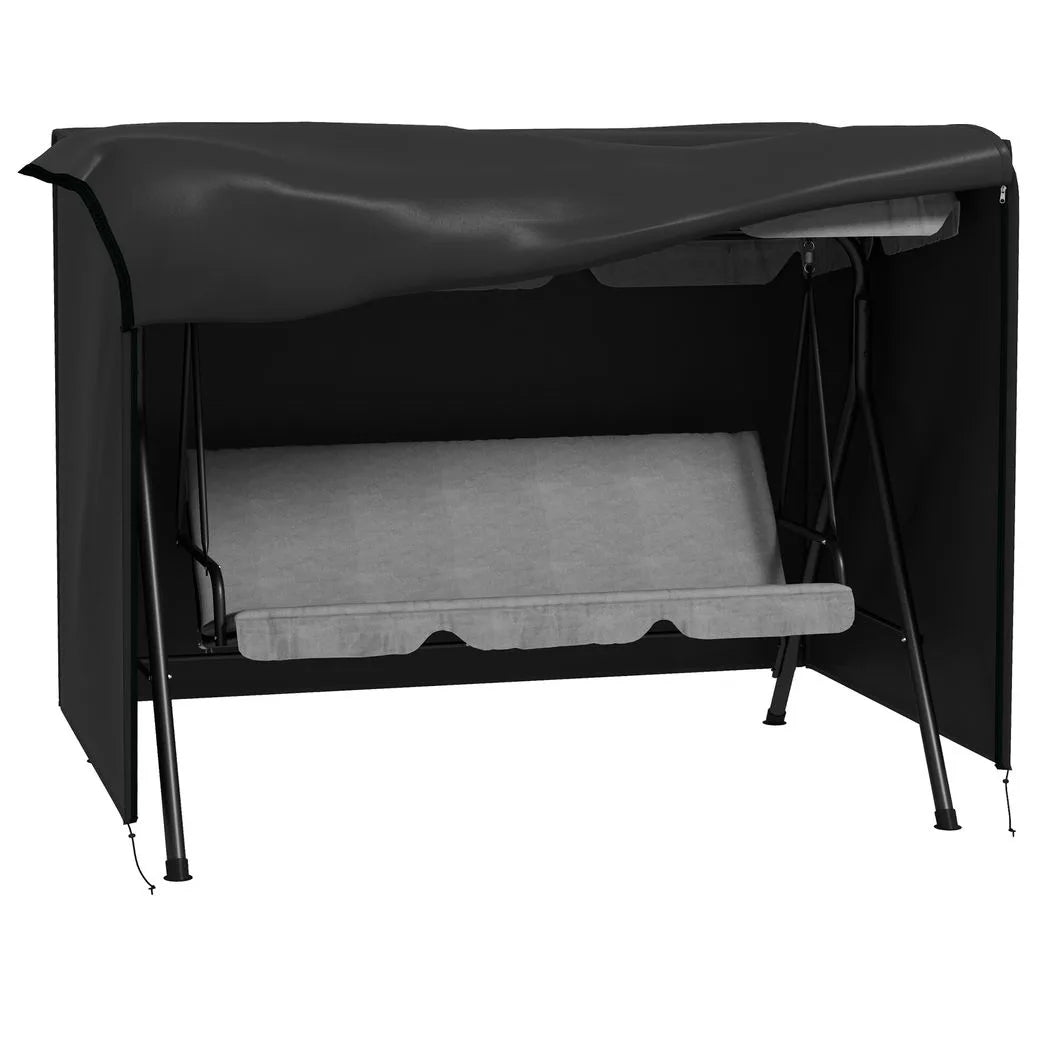 Outsunny 205 x 124 cm Three-Seater Swing Chair Protective Cover – Oxford Cloth Garden Cover, Black