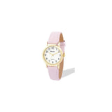 Ravel Ladies Gold-Tone Watch with White Dial and Pink Faux Leather Strap