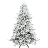 HOMCOM 6ft Snow Flocked Artificial Christmas Tree with 1528 Branch Tips, Foldable Metal Base – Festive Home Decor