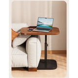 C-Shaped Adjustable Sofa Side Table with Tilting Top – Height 45–80cm Laptop Table, Walnut