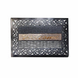 Rectangular Welcome Doormat with Gold Metal Design – Entrance Mat, Assorted Colours