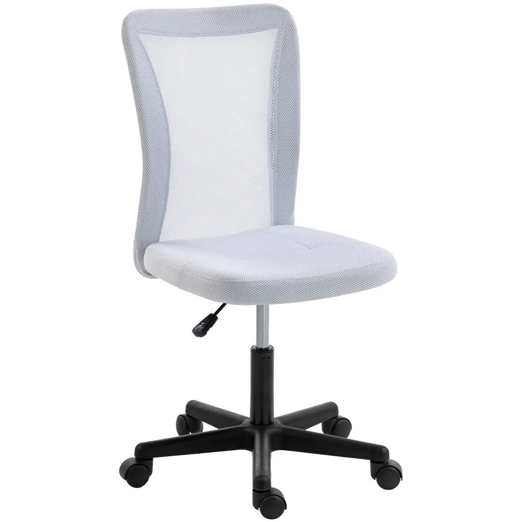 Vinsetto Armless Mesh Office Chair with Adjustable Height and 360° Swivel – Home Office, White