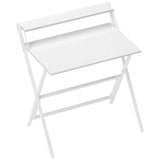 HOMCOM 81.5cm Folding Computer Desk with Monitor Shelf – Space-Saving Home Office Table, White