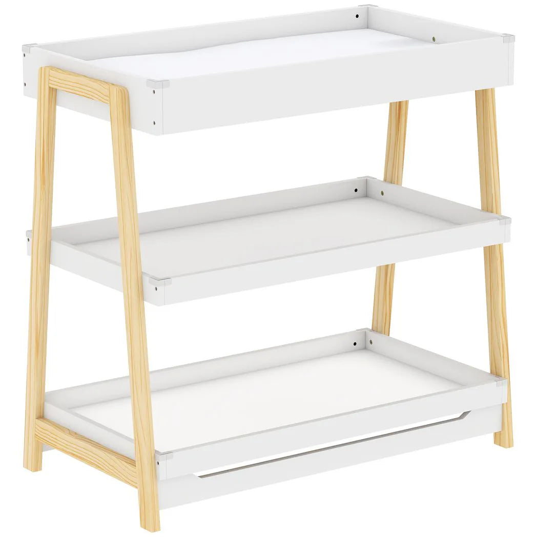 AIYAPLAY Baby Changing Table with 2 Storage Shelves & Waterproof Mat – Nursery Changing Unit, White