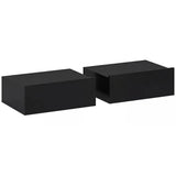 HOMCOM Floating Bedside Tables Set of 2 with Storage Drawer – Wall-Mounted Nightstands, Black
