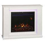 HOMCOM 2000W Electric Fireplace with Faux Flame, 23-Hour Timer, Thermostat and Remote – White