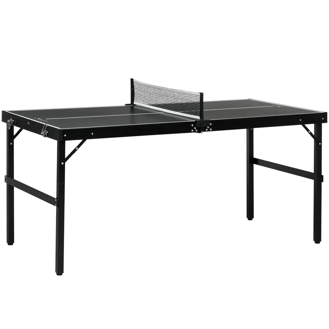 SPORTNOW 5ft Mini Table Tennis Table with Net & Aluminium Frame – Folding Indoor Outdoor Ping Pong Table, Black