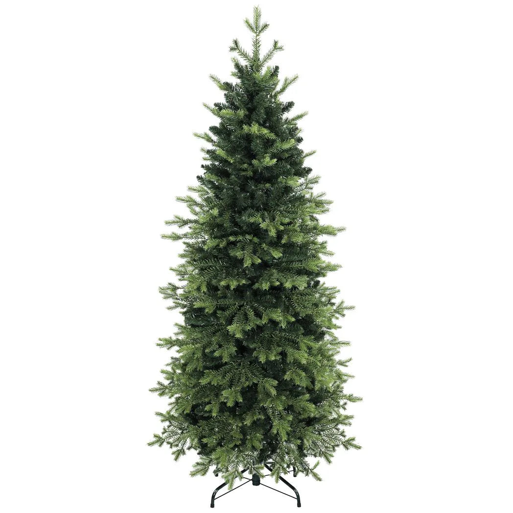 HOMCOM Geneva Fir 6ft Artificial Christmas Tree – Hinged, 1610 Branch Tips, Flame Retardant, Foldable Steel Stand, Green