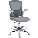 HOMCOM Draughtsman Chair with Adjustable Lumbar & Flip-up Armrests – Mesh Back Drafting Chair, Charcoal grey