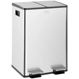 HOMCOM 56L Dual Compartment Pedal Bin with Deodoriser Holders & Soft-Close Lid – Stainless Steel