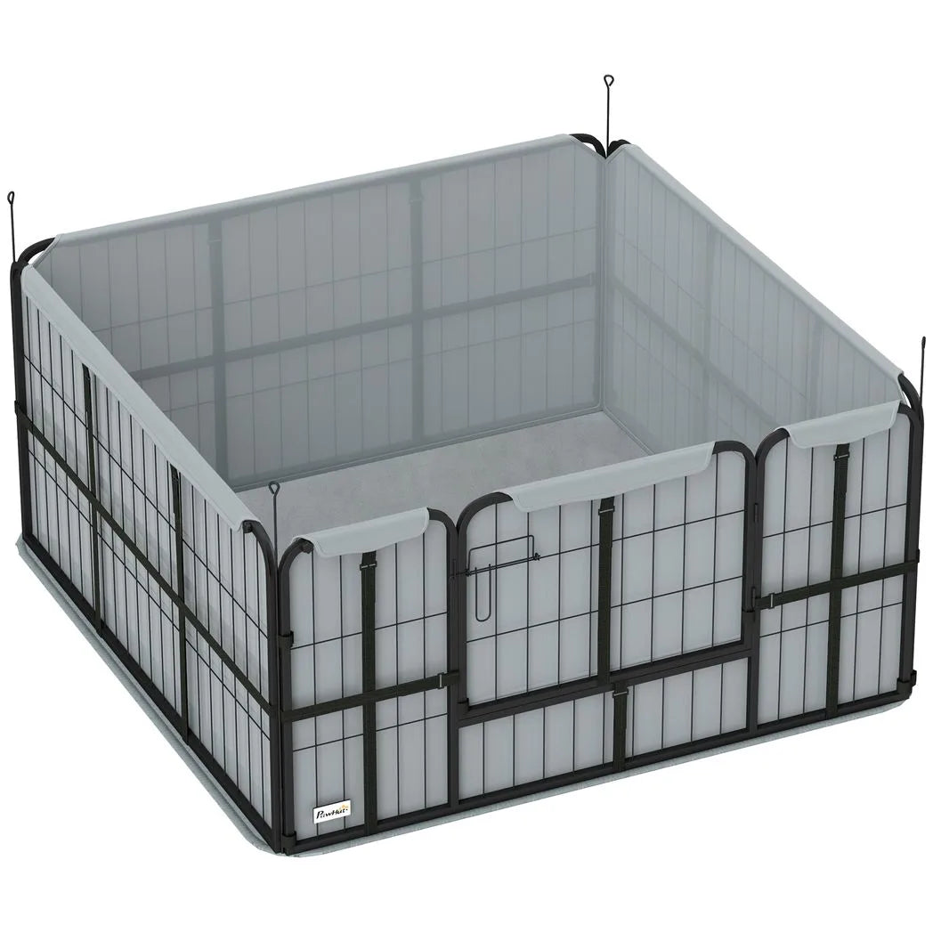 PawHut Steel Dog Whelping Box with Whelping Pad – Puppy Pen for Small and Medium Dogs, 122 x 122 x 60cm